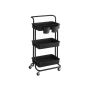 3-tier trolley with wheels, black