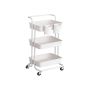 Utility trolley with wheels, 3 levels, white
