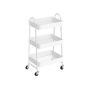 Utility trolley with wheels, 3 levels, white