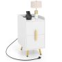 Bedside table 40x32x60cm., white/gold color