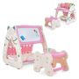 Drawing board with chair, white/pink