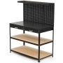 Darbastalis su perforuota siena, 121 x 61 cm, 230 kg talpa, juodas