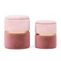 Set of 2 poufs, pink/gold