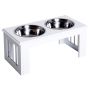 Bowls with stand PawHut 58.4x30.5x25.4cm., white/silver color