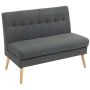 Dvivietė sofa, 118 cm, tamsiai pilka, lino imitacija, mažoms erdvėms