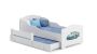 Children's double bed Michas with mattress and safety barrier 164x85x63 / 145x80x15cm, police car