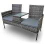 Two-seater garden sofa with cushions, gray