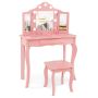 Children's dressing table with chair, pink