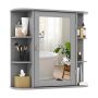 Bathroom wall cabinet with mirror 66x16.7x63cm., gray