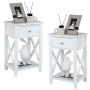 Set of 2 bedside tables 40x30x61.5cm, white