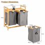 Laundry basket 64x33x73cm., light brown/gray