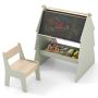 Drawing board table with chair, green/light brown