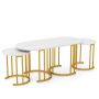 Set of 3 coffee tables, white/gold