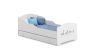 Children's bed Michas with drawer and mattress 144 cm x 75 cm x 63 cm, dinosaurs