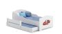 Children's double bed Michas with mattress and safety barrier 164x85x63 / 145x80x15cm, sports car
