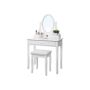 Makeup table with round mirror, white