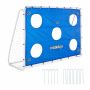 Futbolo vartai Relaxdays, XL su taikinio sienele, Mėlyni/balti, 235 × 170 × 85 cm