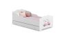 Children's bed Anna with drawer and mattress 144 cm x 75 cm x 63 cm, kitten