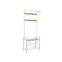 Outerwear rack and shoe bench HSR40W, white/natural