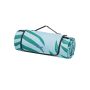 Picnic/beach blanket/rug 200x200 cm, blue with tropical fern
