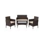 4-piece outdoor furniture set made of PE polyrattan, brown