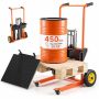 Hydraulic material handling forklift VEVOR SCDDC900, 205 kg, 70–900 mm, orange/black, 920 × 735 × 1165 mm