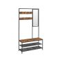 Clothes rack with shoe shelf and mirror, vintage - black