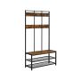 Outerwear rack and shoe bench HSR86BX, brown/black