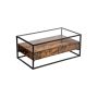 Square coffee table with glass, brown/black