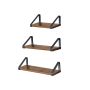 Wall shelf set, 3 pieces, brown/black