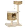 PawHut cat house, 55x47x95cm, cream/light brown