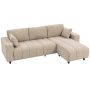 Kampinė sofa, kairinė/dešininė, 3 vietų, Smėlio, 242 × 87–156 × 87 cm