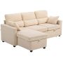 Kampinė sofa-lova, Dvipusė, Su daiktadėže, Smėlio, 205 × 76 × 135 cm