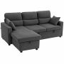 Kampinė sofa-lova, kairinė arba dešininė, su šezlongu ir daiktadėže, 205 × 76 × 135 cm