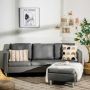 Kampinė sofa su pufu, transformuojama, 4-5 vietų, kvėpuojanti oda