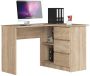 Угловой письменный стол AKORD B16 CLP, правый, 3 ящика, коричневый, 124 × 77 × 85 см