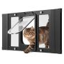 Cat flap for window VEVOR SKT-03, 4 locking modes, Black, 81.3 × 38.8 × 4 cm