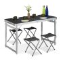 Kempingo stalo komplektas Relaxdays 10032549.0, 1 stalas ir 4 taburetės, 120 × 71 × 60 cm