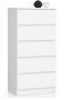 Chest of drawers NORE K60 with 5 drawers, white