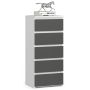 Комод AkordV2 CL5, 5 ящиков, Белый и серый, 40 × 92 × 35 см
