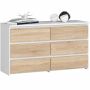 Chest of drawers CL100, 6 drawers, white/brown/grey, 100 × 57 × 35 cm