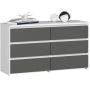 Chest of drawers CL100 AkordV2, 6 drawers, white/gray, 100 × 57 × 35 cm