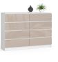 Chest of drawers NORE K140 with 8 drawers, white/cream color
