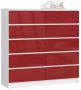 Chest of drawers NORE K120, glossy white/red