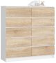 Chest of drawers NORE K120, white/oak