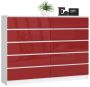 Chest of drawers K160, glossy white/red