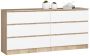 Chest of drawers NORE K160 with 6 drawers, oak/white