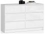 Chest of drawers NORE K120 with 6 drawers, glossy white