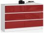 Chest of drawers NORE K120 with 6 drawers, white/red
