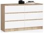 Chest of drawers NORE K120 with 6 drawers, oak/white